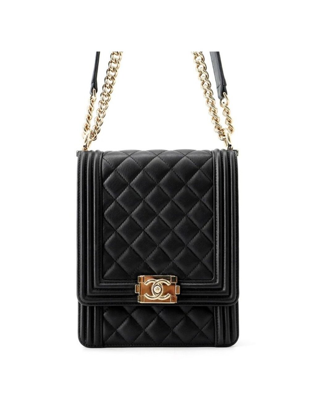 Chanel Chain Shoulder Bag Boy Lambskin Black